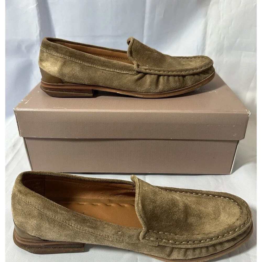 SARTO Franco Sarto Women's A. Gina Moc Toe Classic Loafer Tan Suede Sz 6M